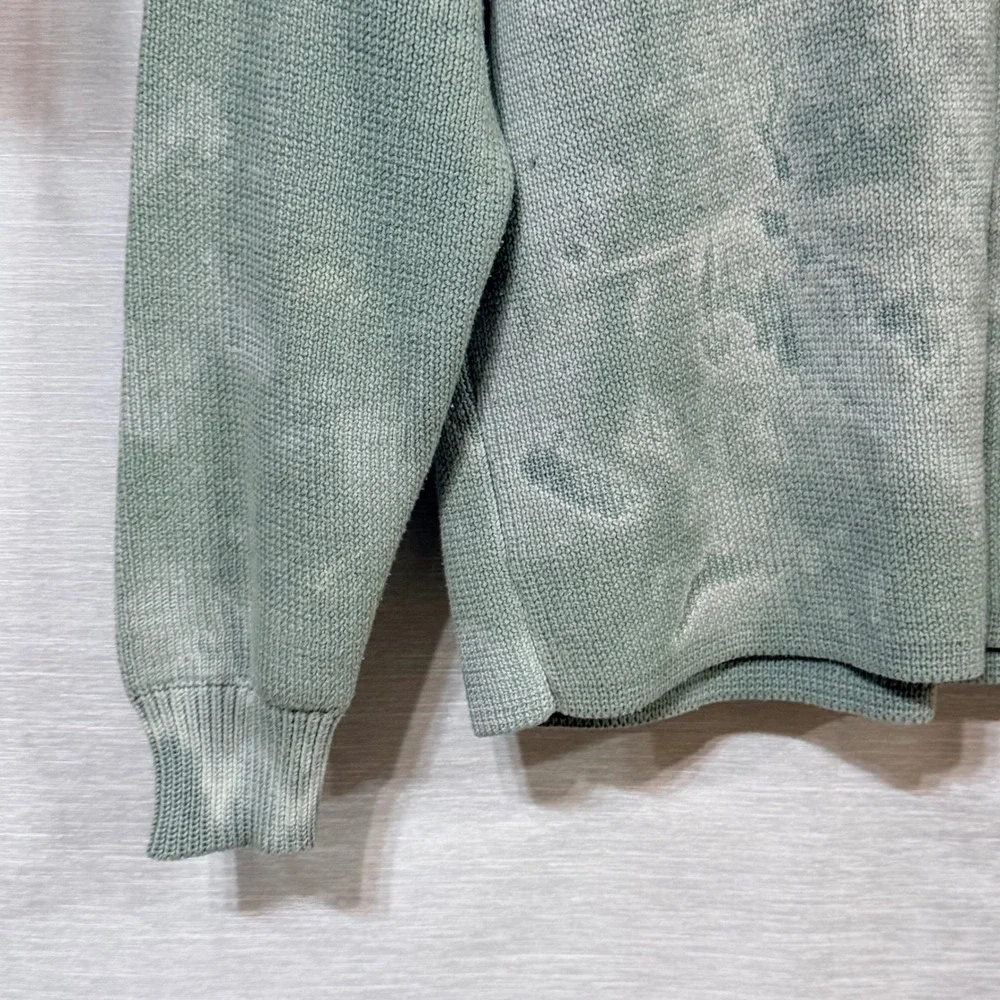 Fear of God Essentials Kids Sage Green Acid Wash Knit Hoodie Sweater 6/7